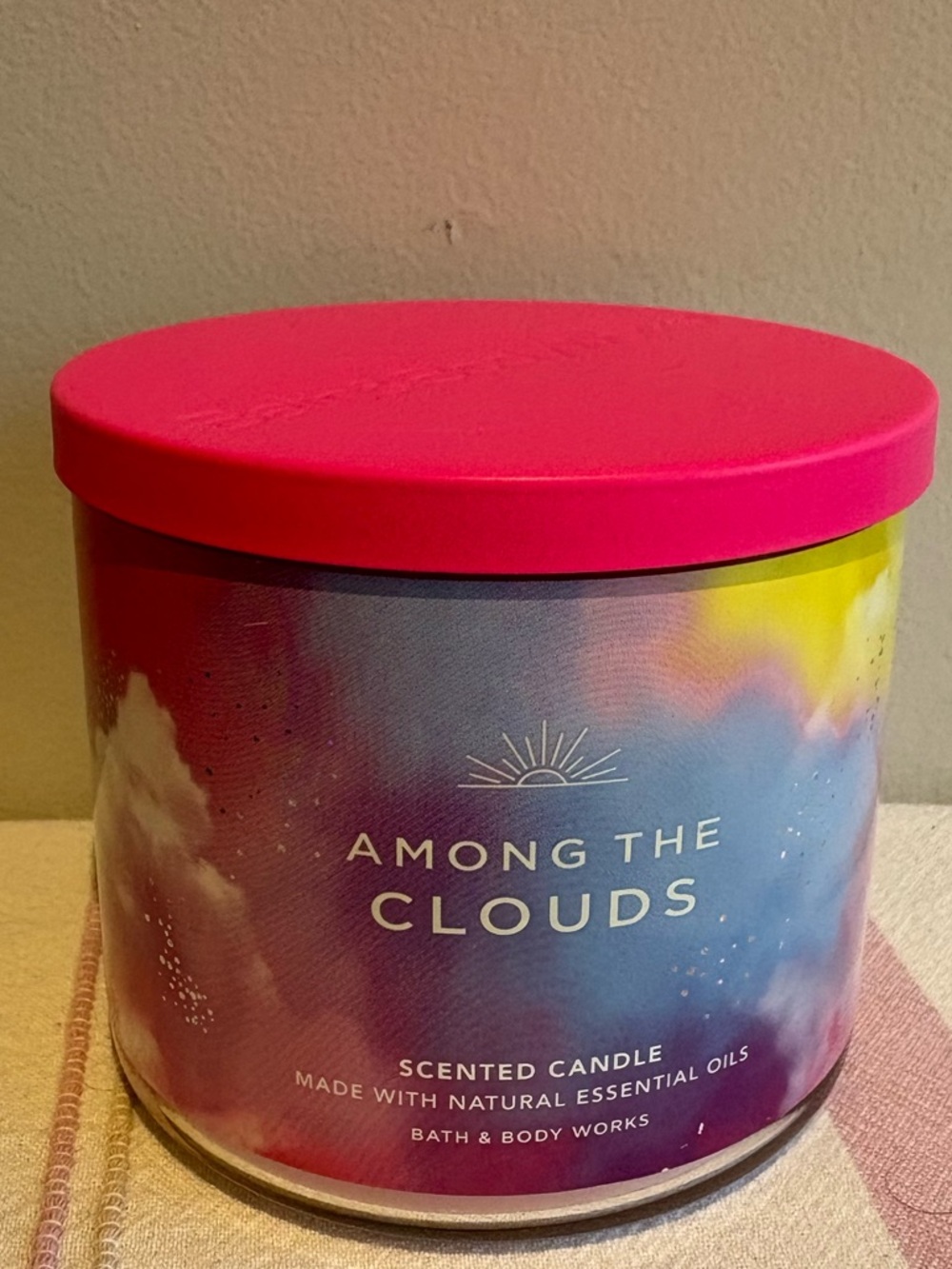 Bath & Body Works - Among the Clouds 3-Wick Scented Candle - with Pink Lid
